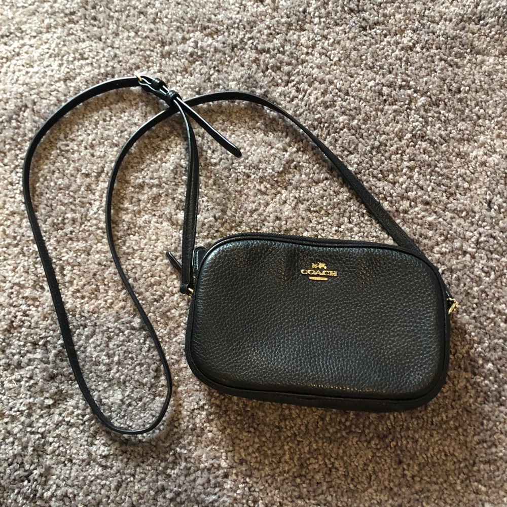 Black Coach Cross Body Purse Leather